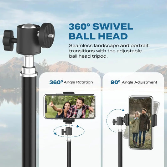 7 feet adjustable tripod stand for mobile phone and DSLR camera with holder for video recording and reels