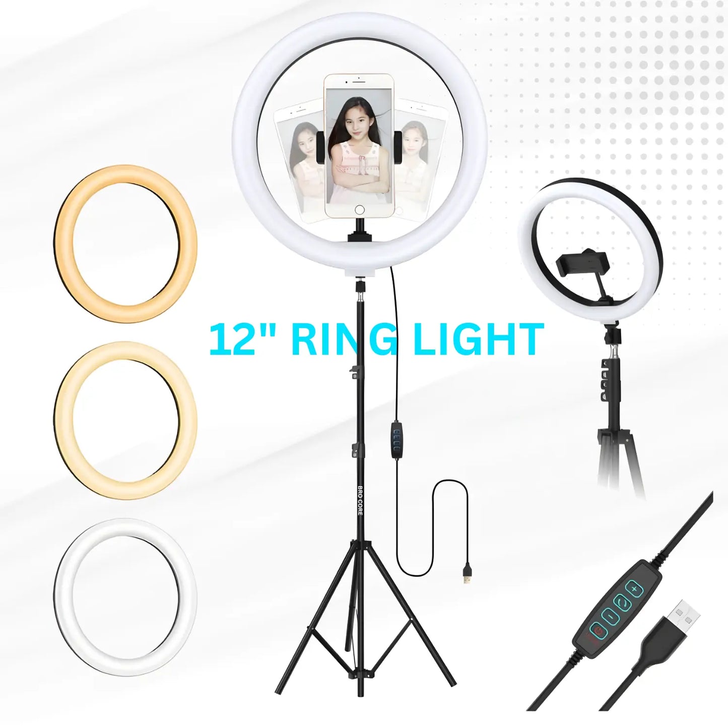 Bro Core 10 Inch LED Ring Light with 7 Feet Tripod Stand for Mobile Photography & Video Shooting Bro Core