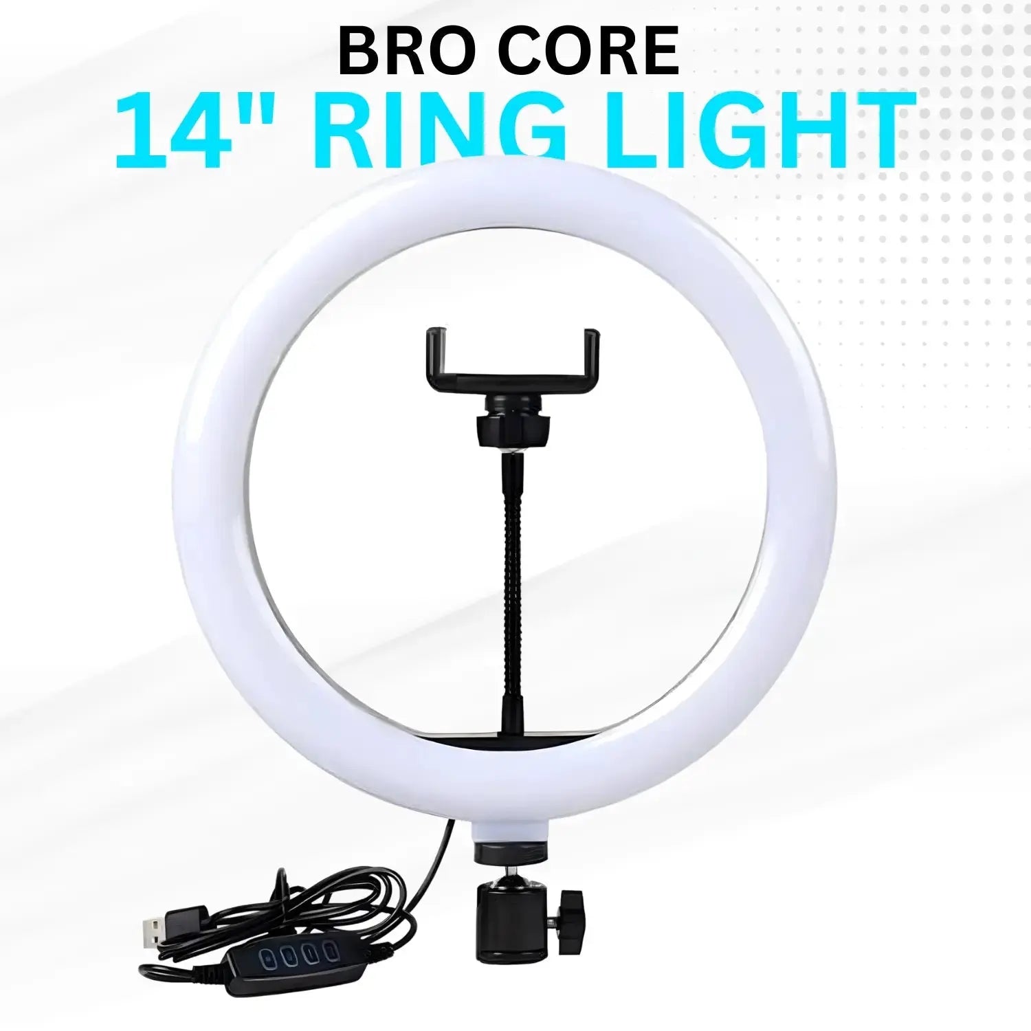 Bro Core LED Ring Light for Video Recording & Makeup (Adjustable Brightness, Mobile Holder, USB Powered) Bro Core