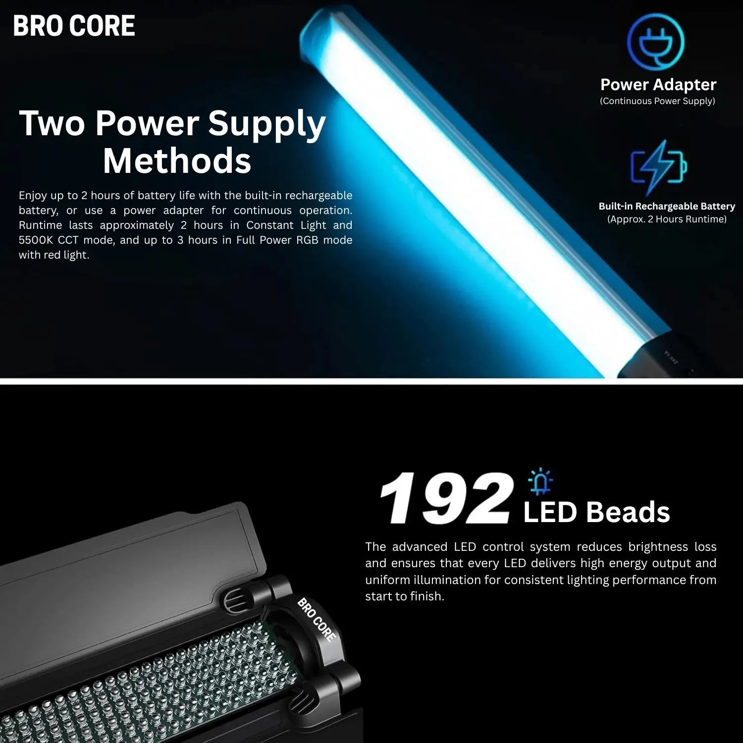 Portable LS 188 RGB LED light stick with adjustable colors for YouTube videos and reels