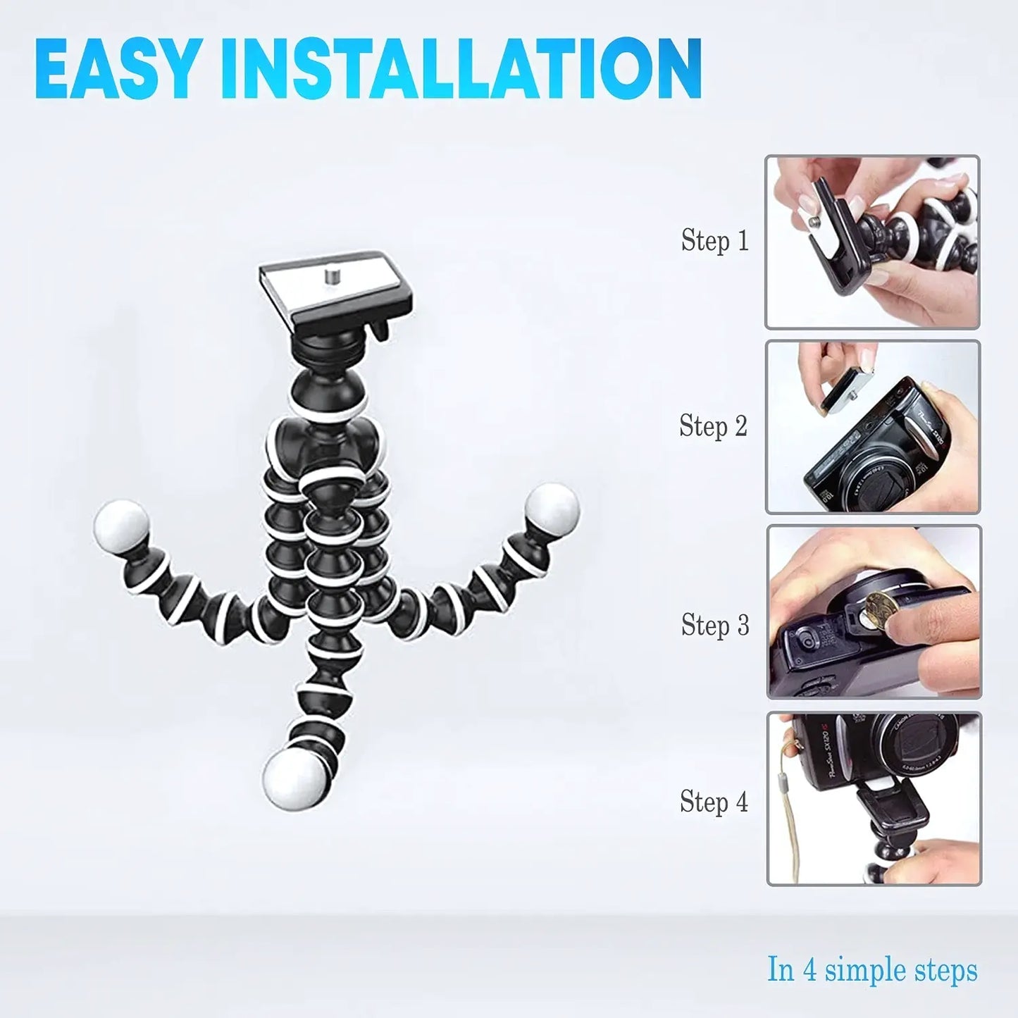 Bendable tripod wrapped around pole for outdoor shooting