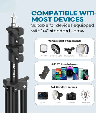 professional 7 feet tripod stand for photography and videography with stable anti slip legs and lightweight build