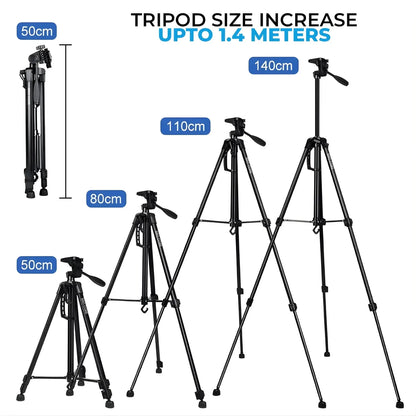 Set of black tripods with labeled height increments on a white background