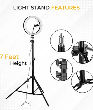 Professional ring light with 7 feet stand for makeup, photography, and video shooting