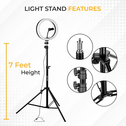 Professional ring light with 7 feet stand for makeup, photography, and video shooting