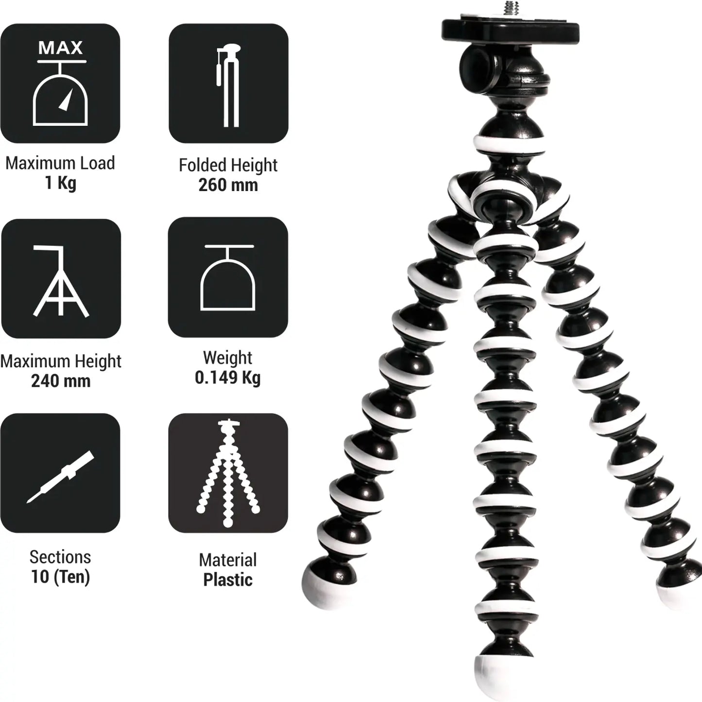 Bro Core gorilla tripod for mobile with bendable legs and strong grip