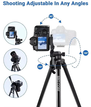 Camera on a tripod with adjustable angles highlighted, featuring 'Brocore' branding.