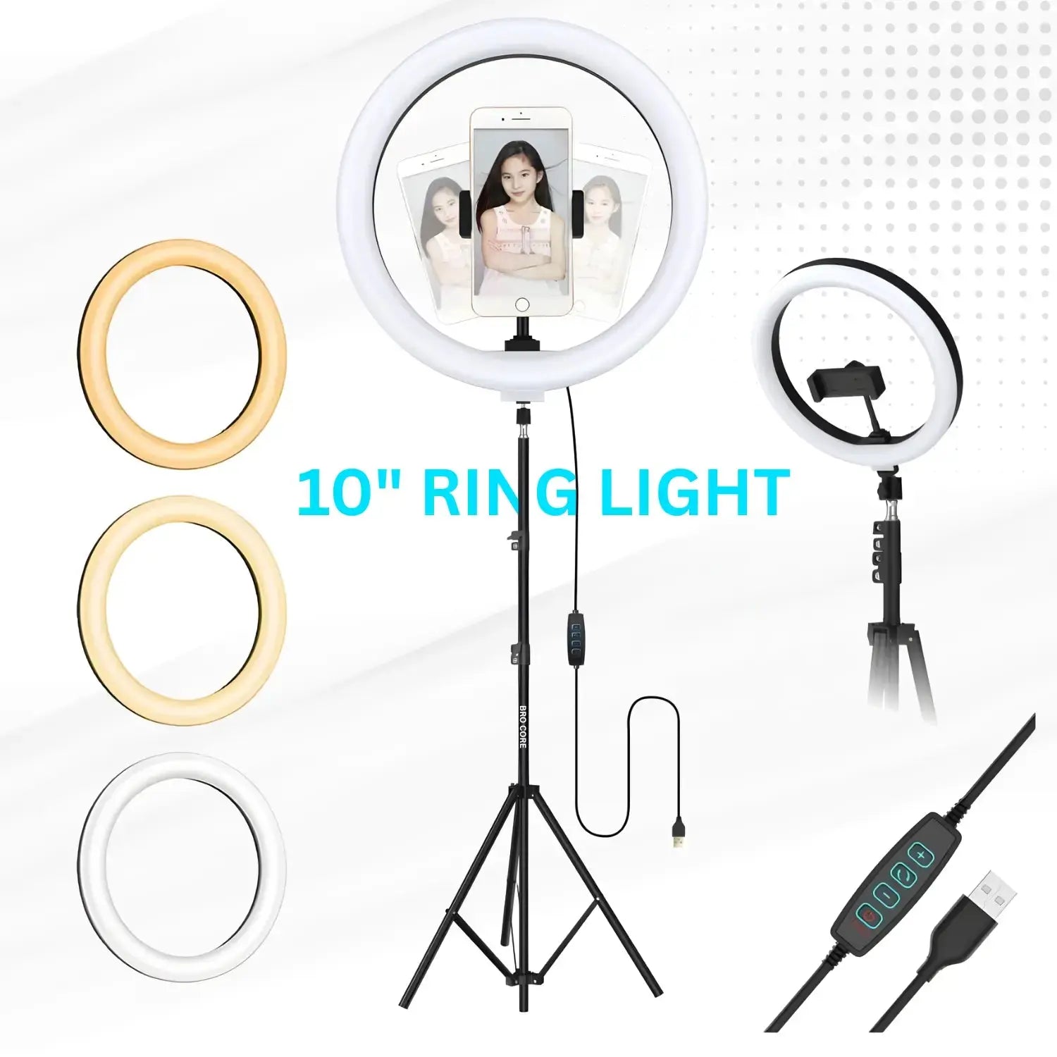 Bro Core 10 Inch LED Ring Light with 7 Feet Tripod Stand for Mobile Photography & Video Shooting Bro Core