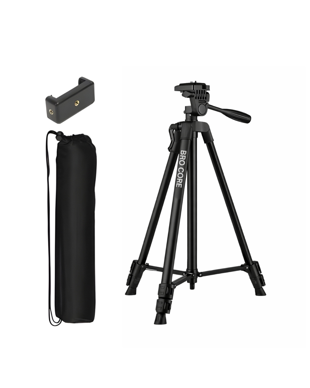 Bro Core F3366 Tripod Stand for Camera & Mobile | Adjustable 360° Rotating Camera Tripod Stand | Lightweight Portable Tripod