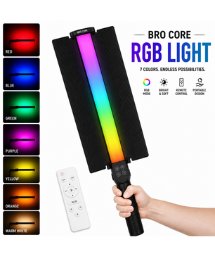 Bro Core LS 188 RGB Hand Stick Lamp 25W Rechargeable LED Video Light Stick with Remote Control for Photography, YouTube, Reels, Vlogging & Content Creation