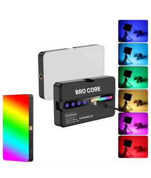 Bro Core M160 RGB Video Light with Adjustable Brightness, Color Modes & Rechargeable Battery